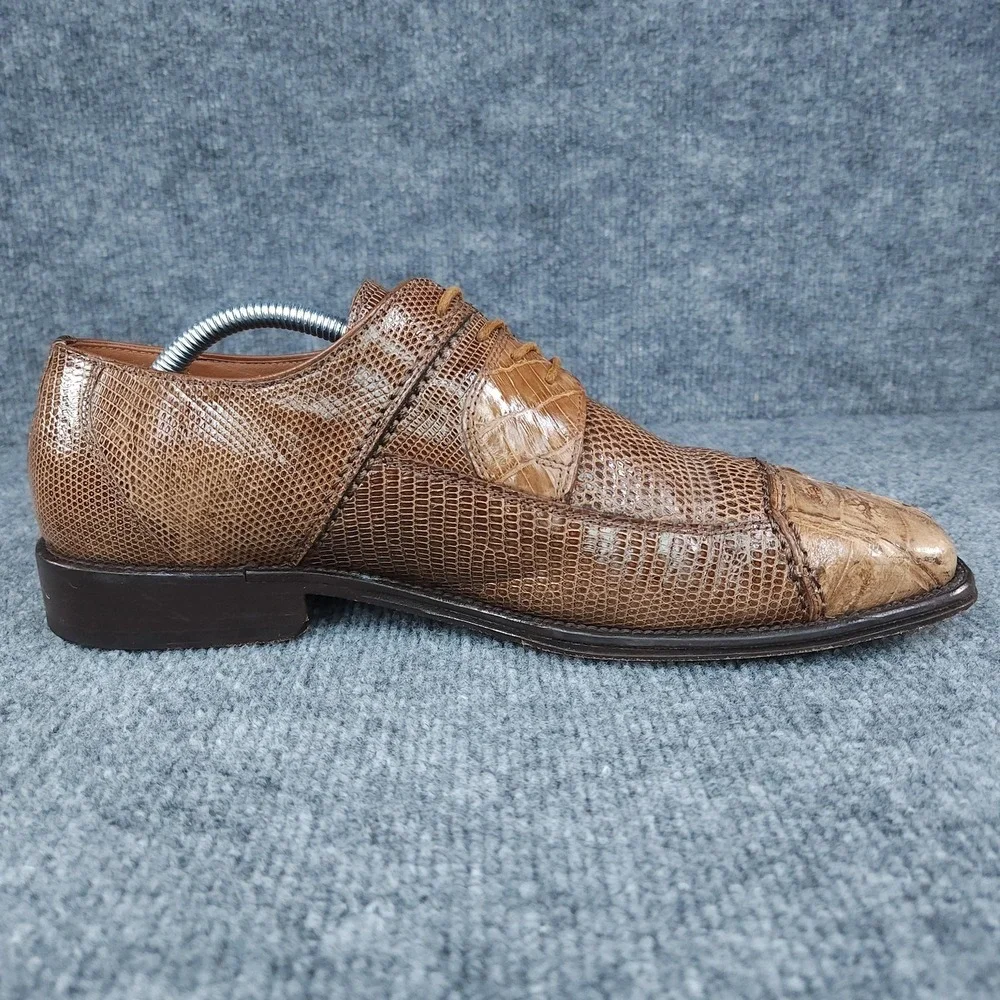 David Eden Shoes Mens Size 9.5 Brown LEX Genuine Crocodile Oxford Dress Cap Toe